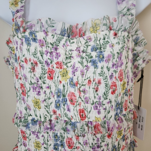 NWT SAYLOR | Leanna Smocked Floral Print Midi Dress - Size L - Picture 5 of 12